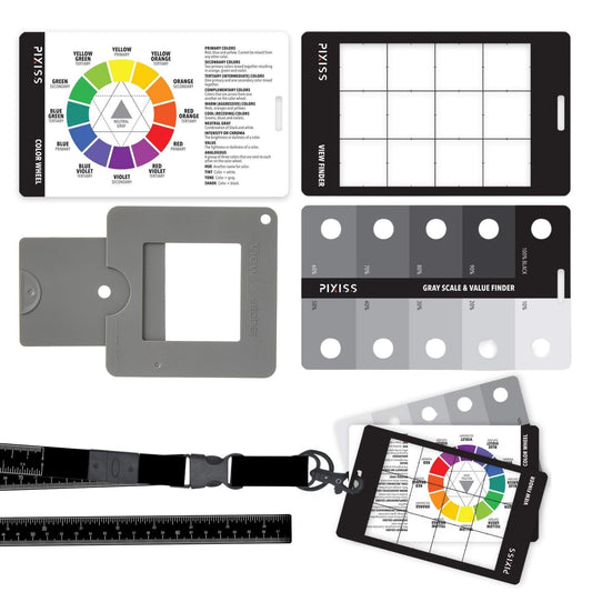 Artist Viewfinder and Color Checker Passport with Lanyard (Measures up to 31") – Pocket Color Wheel, Gray Scale Value Finder, White Balance Card for Camera Accessories for Photography