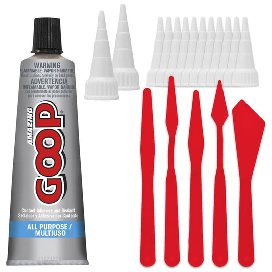 Amazing Goop All Purpose Glue 3.7 Ounce (109.4mL) Tube Industrial Strength Adhesive Dries Clear, 4 Snip Tip Applicator Tips and Pixiss Spreader Tools Set