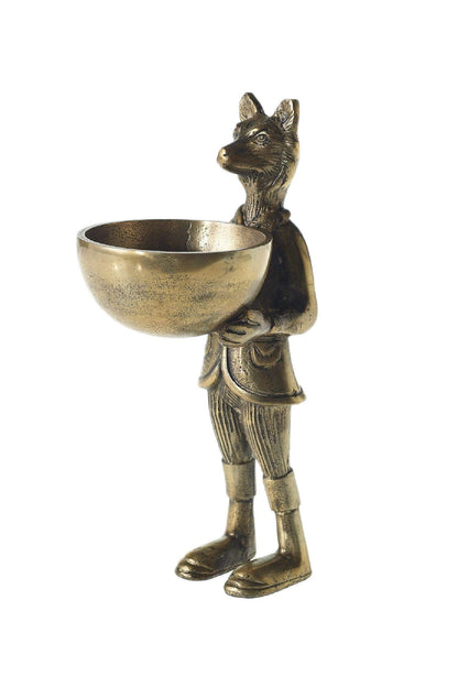 Eric and Eloise Collection 12-inch Brass Figurine with Bowl, Fox