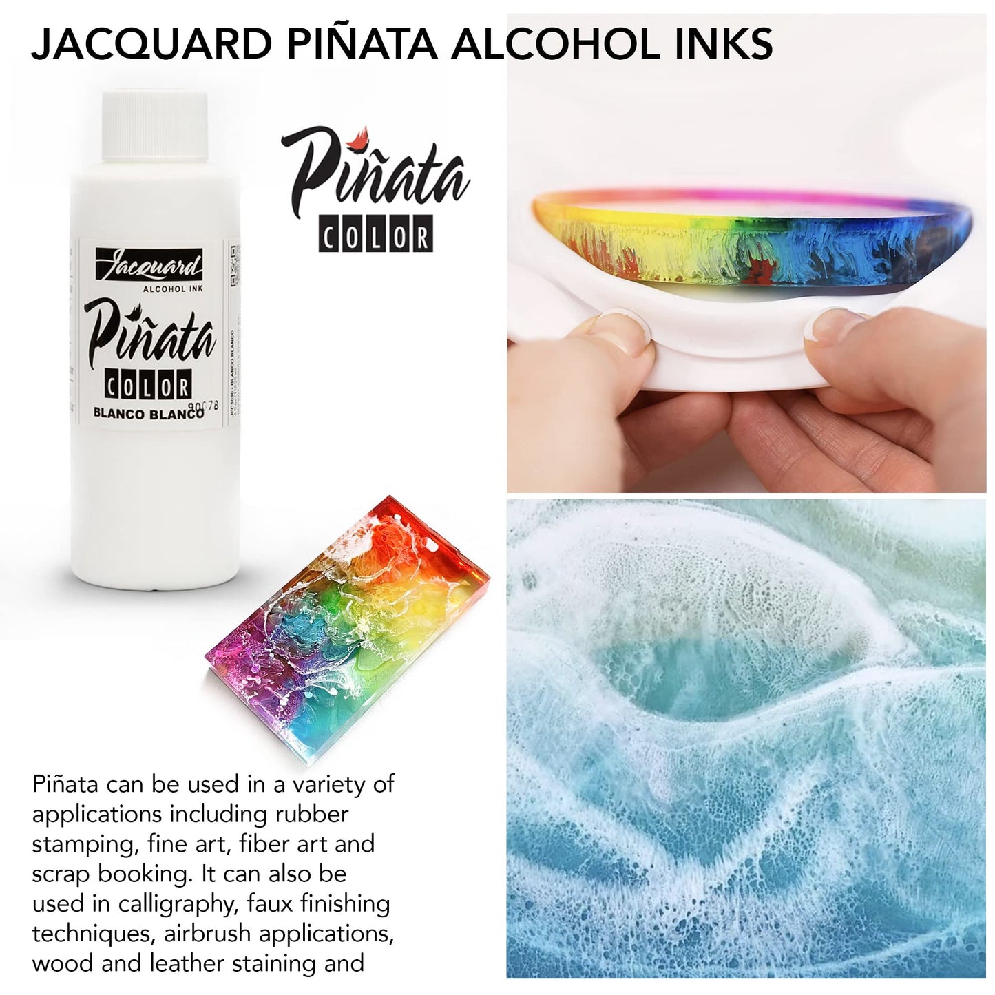 Pinata Alcohol Ink 4-Ounce, Pixiss 20ml Needle Tip Applicator Bottle and Funnel, Bundle for Yupo and Resin