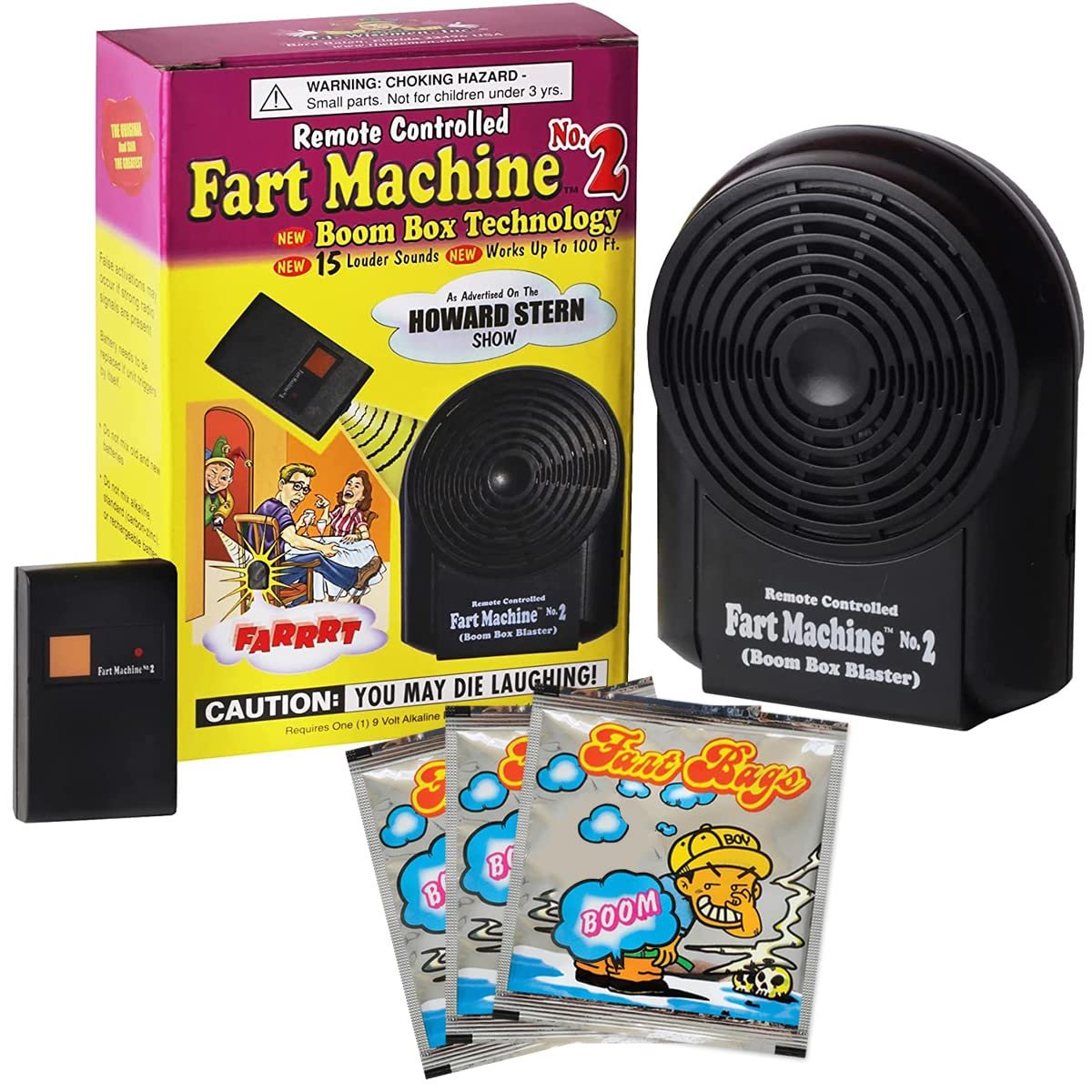 Remote Controlled Farting Machine Fart Toy with 15 Fart Sounds Plus 3 Farts in A Bag for Fart Pranks and Fart Jokes, Fart Maker Funny Gag Gift