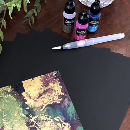 PIXISS Black Alcohol Ink Paper 25 Sheets