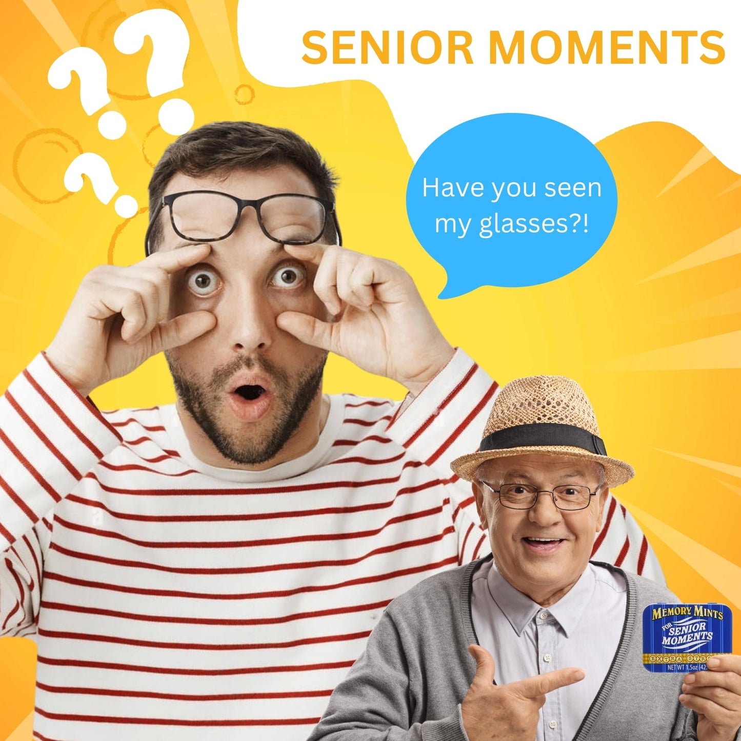 Ultimate Senior Moment Gag Bundle – Memory Mints for Senior Moments, Emergency Underpants, and Senior Moment Desk Warning Sign – Perfect for Birthday Pranks, Retirement Parties, and Fun Gifts