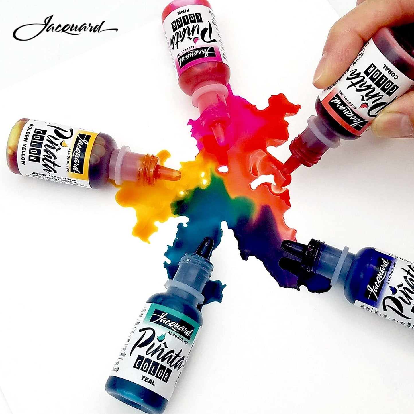 Pinata Alcohol Ink 4-Ounce, Pixiss 20ml Needle Tip Applicator Bottle and Funnel, Bundle for Yupo and Resin