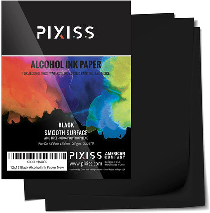 PIXISS Black Alcohol Ink Paper 25 Sheets