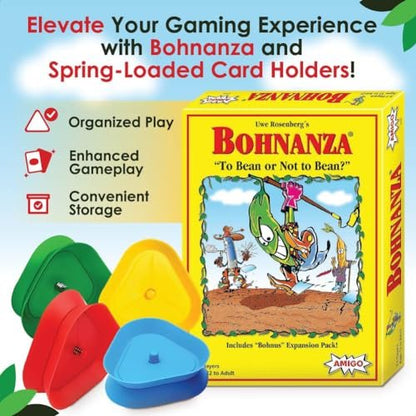 Bohnanza Card Game with Card Holder for Playing Cards (4 Pack) - Bohnanza Bean Game and Playing Cards Holder - Works With Any Size Playing Cards for Seniors with Bad Hands - Classic Card Games