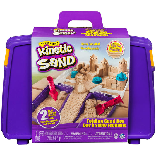 Kinetic Sand, Folding Sand Box with 2lbs of Kinetic Sand, Includes Molds and Tools, Play Sand Sensory Toys for Kids Ages 3 and up