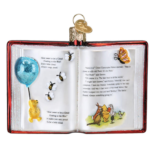 Old World Christmas Winnie-The-Pooh Book Glass Hanging Ornament