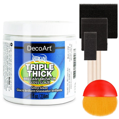 Triple Thick Gloss Glaze, 8-Ounce, Pixiss Foam Brush Applicators and Brush Applicator