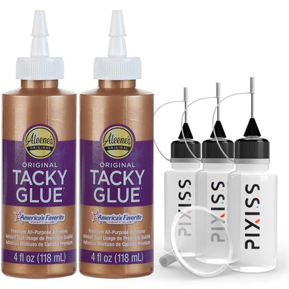 Aleenes 4-Ounce Original Tacky Glue 2 Pack & 3 Pixiss 20ml Refill Bottles & 1.5 inch Funnel Bundle