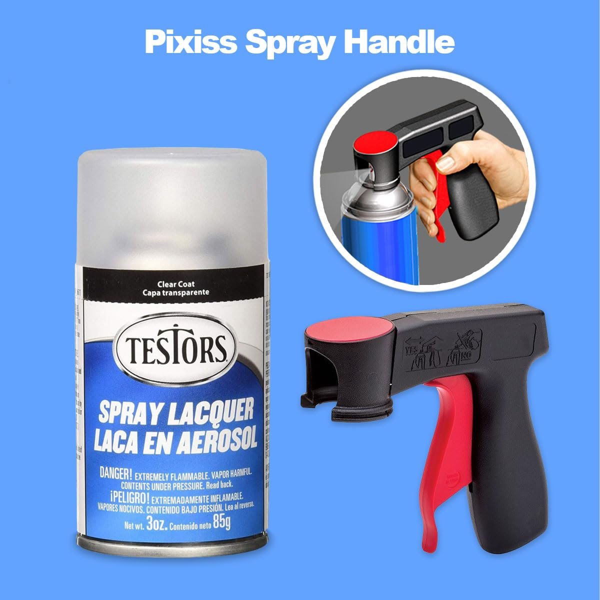 Pixiss Testors Spray Lacquer Bundle – 2 Matte (3oz) + 2 Gloss (3oz) Spray Handle – Perfect for Models, Crafts, and DIY Projects