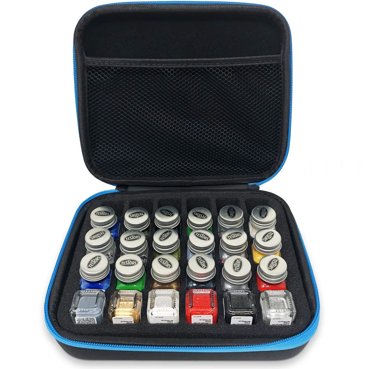 Testors Model Paint Enamel Paint Set 9146XT, Pixiss Model Paint Storage Case for Testors Paints (Holds 30 Bottles)