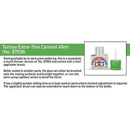 Tamiya 87038 Extra Thin Cement Glue Fine Tip 40ml 2 Pack