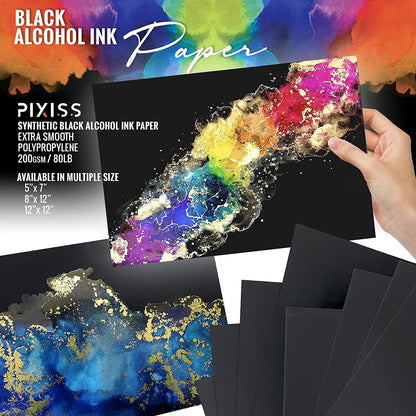 PIXISS Black Alcohol Ink Paper 25 Sheets