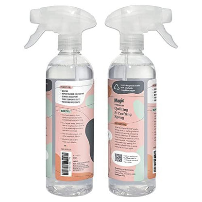 Magic Spray for Quilting & Crafting - Eliminates Odors & Wrinkles - Magic Sizing Ironing Spray & Fabric Spray - Magic Fabric Spray for Cutting, Creasing, & Sewing - 25 Fabric Sewing Clips