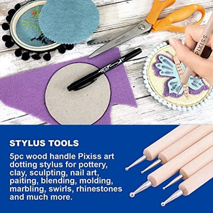 E6000 1-Ounce Jewelry and Bead Adhesive with 4 Precision Applicator Tips for Jewelry Pixiss Art Dotting Stylus Pens 5 pcs Set - Rhinestone Applicator Application Kit