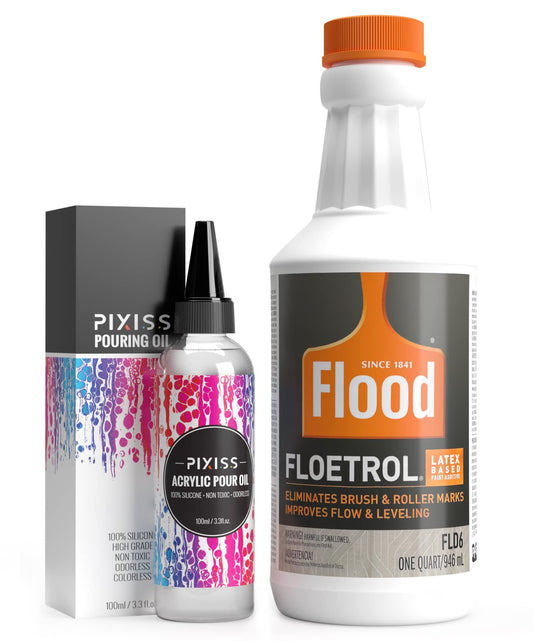 Floetrol Pouring Medium and Pixiss Acrylic Pouring Oil Bundle