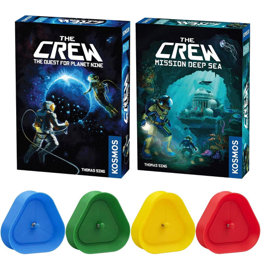 The Crew Mission Deep Sea with Card Sleeves and Playing Cards Holder (4pk) and Board Game Storage Containers - Tiny Containers and Card Protector Sleeves for Game Organizers and Storage