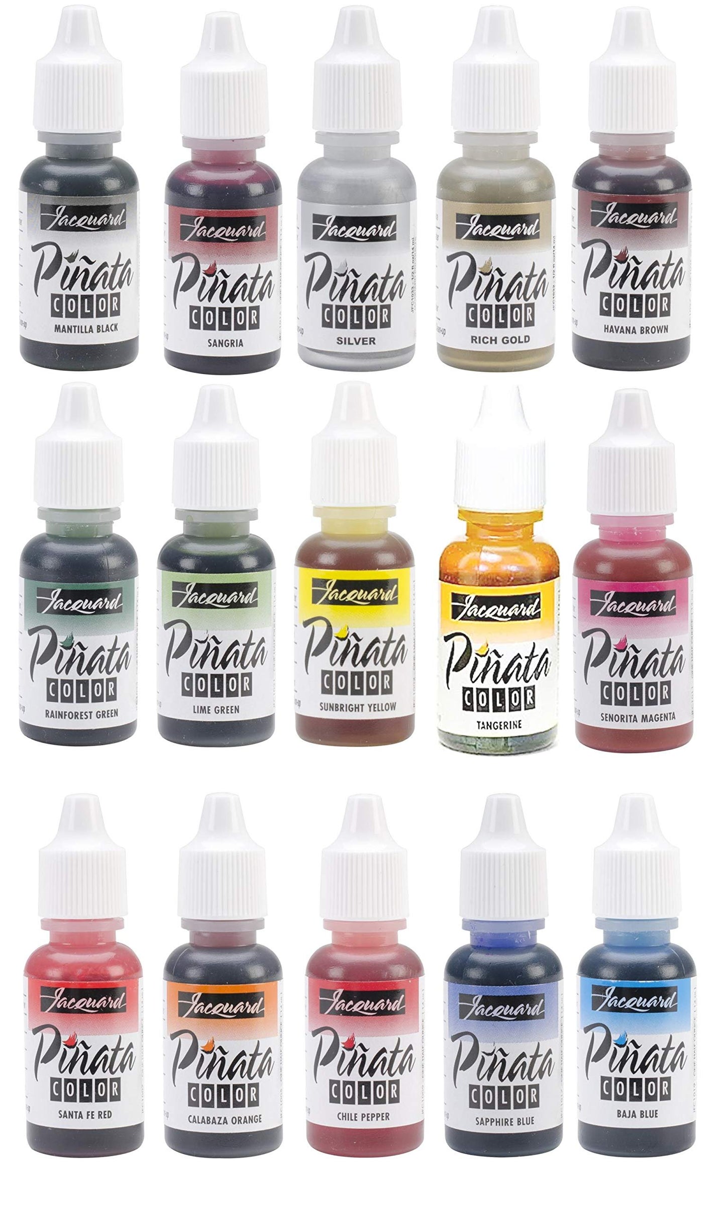 Jacquard Pinata Color Alcohol Inks 15 Color Bundle, 10x Pixiss Ink Blending Tools