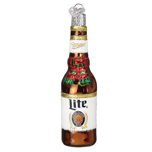 Old World Christmas Holiday Miller Lite Bottle Glass Blown Ornament for Christmas Tree