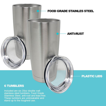 PIXISS 20oz. Stainless Steel Beverage Tumblers