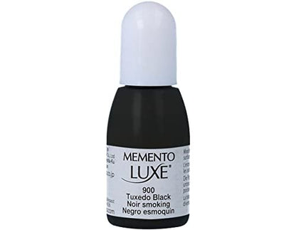 Tsukineko Memento Luxe Re-Inker for Stamp, Tuxedo Black