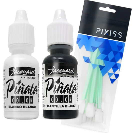 Pinata Alcohol Inks Silver and Rich Gold Bundle and 10x Pixiss Ink Blending Tools