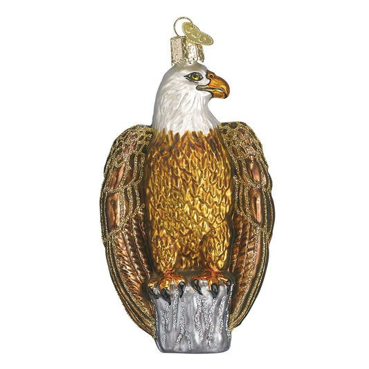 Old World Christmas Ornaments: Political Gifts Glass Blown Ornaments for Christmas Tree, Bald Eagle, Tan, Brown, White, Gold, 4" (16011)