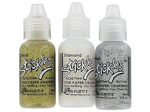 Stickles Glitter Glue Bundle of 3 Colors | Silver, Diamond, and Gold | Craft Glitter Glues