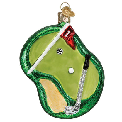 Old World Christmas Putting Green Glass Ornament Free Box 44156 New